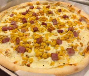 pizza de milho com bacon