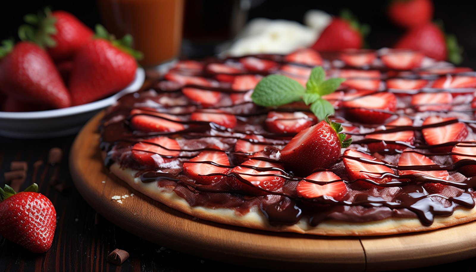 pizza de morango com chocolate